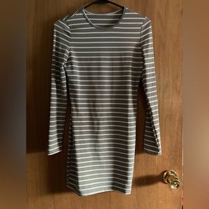 Grey and white striped shirt (longer)